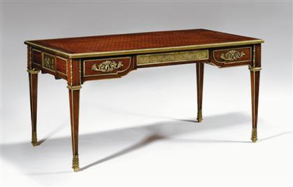 Appraisal: Louis XVI style gilt bronze mounted mahogany and parquetry bureau