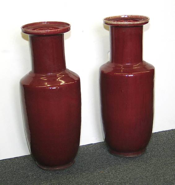 Appraisal: A pair of ox blood glazed ceramic baluster vases modern