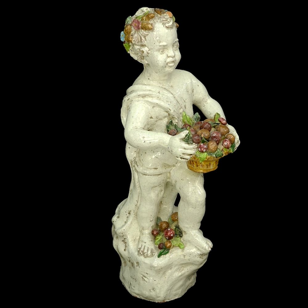 Appraisal: Terracotta Cherub Italian Glazed Terracotta Pottery Cherub Figurine Measures -