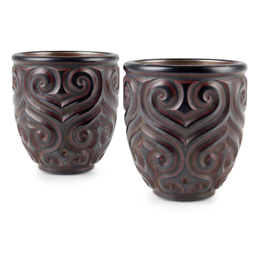 Appraisal: PAIR OF TIXI LACQUER 'GURI' TALL CUPS TH CENTURY each