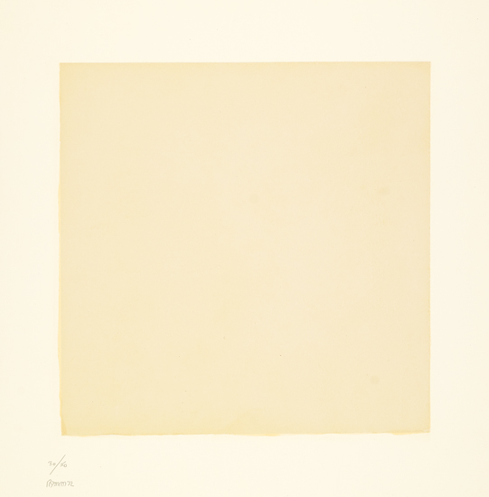 Appraisal: ROBERT RYMAN Untitled Aquatint printed in yellow-beige on cream wove