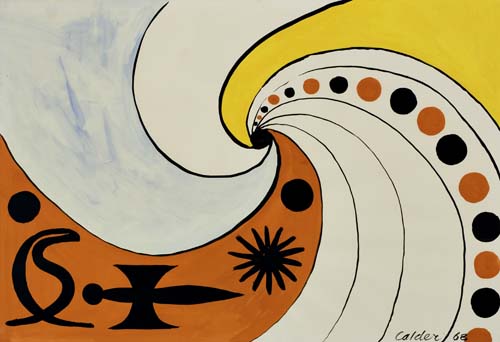 Appraisal: ALEXANDER CALDER Dagger on the Red Gouache and watercolor on