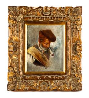 Appraisal: Filippo Marantonio Man with Smoking Pipe Oil Filippo Marantonio Italian