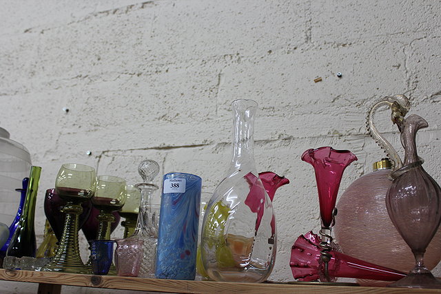 Appraisal: A QUANTITY OF COLOURED AND ART GLASS to include vases