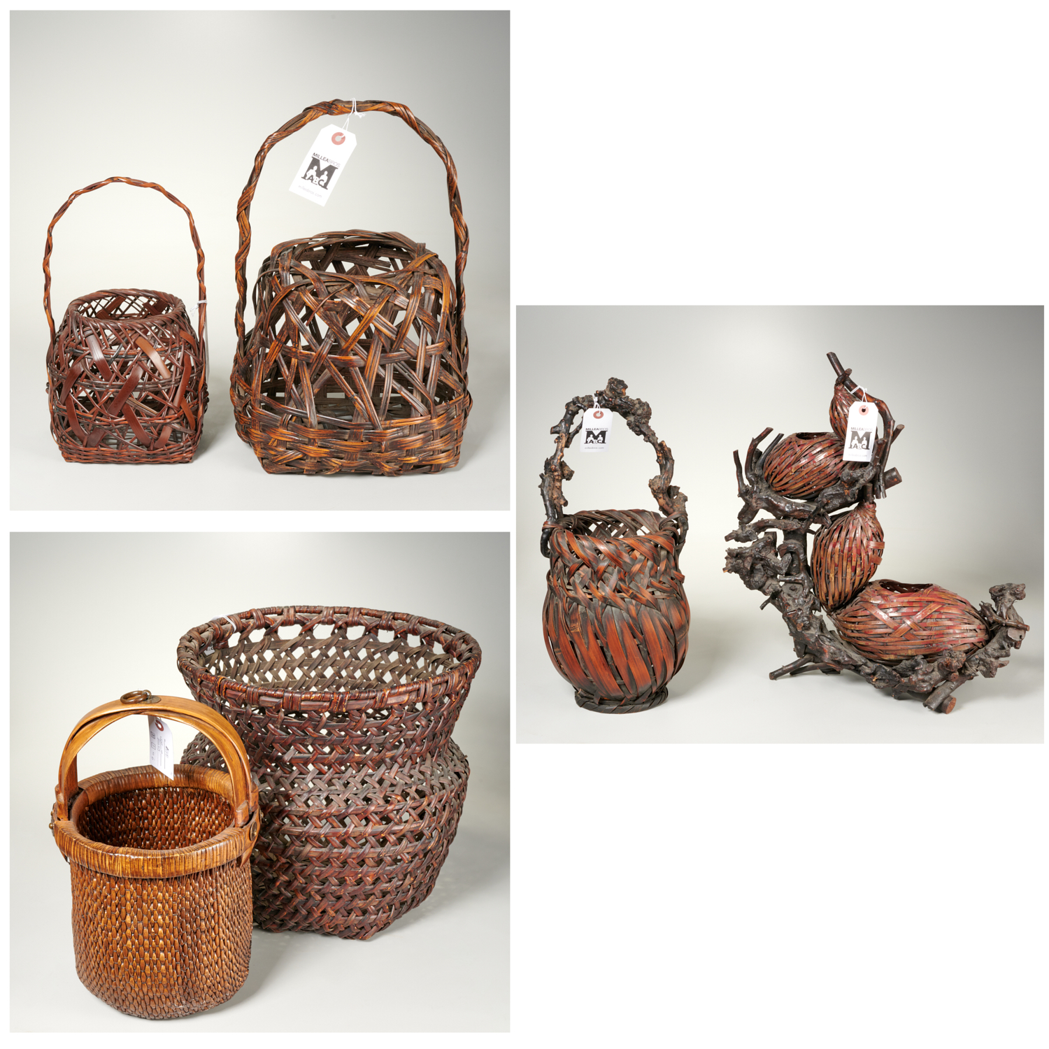 Appraisal: VINTAGE JAPANESE IKEBANA BASKETS th c various forms and sizes