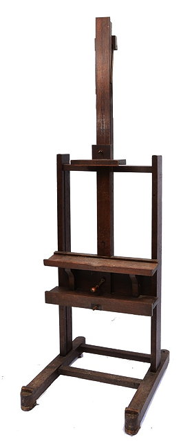 Appraisal: AN ARTIST'S STUDIO EASEL with adjustable shelf and tilt mechanism