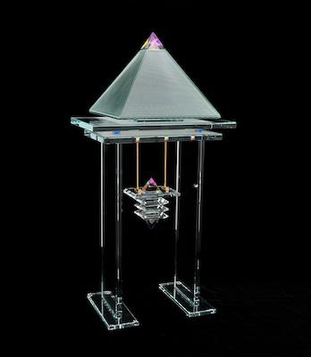 Appraisal: Contemporary Glass Sculpture With two panel legs on rectangular bases