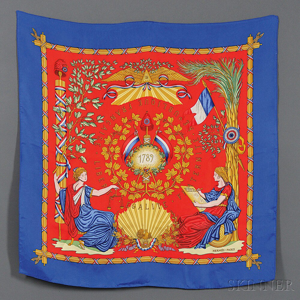 Appraisal: Hermes Libert Egalit Fraternit - Republique Francaise Silk Scarf design