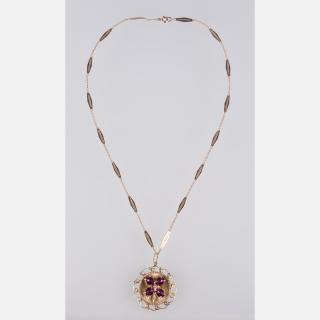 Appraisal: A kt Yellow Gold Amethyst and Diamond Pendant with a