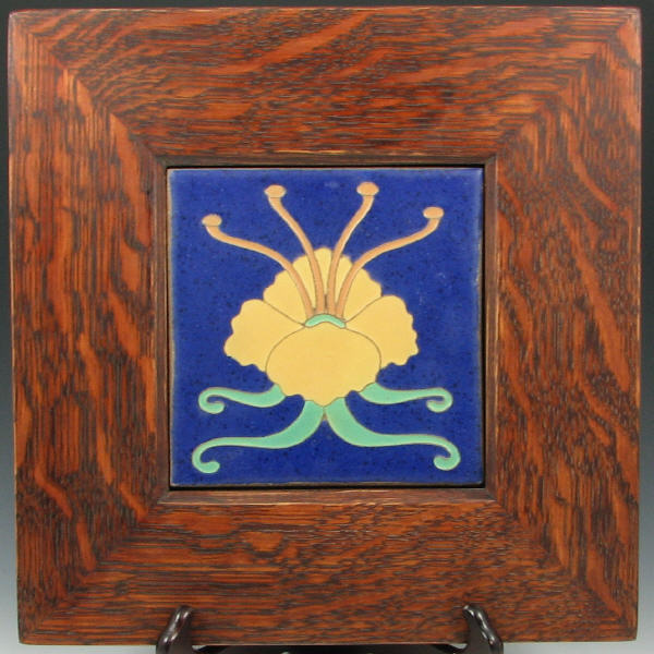 Appraisal: Van Briggle Tile in Mission Oak Frame Van Briggle tile