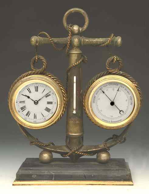 Appraisal: A VICTORIAN COMBINATION TIMEPIECE aneroid barometer and thermometer with white