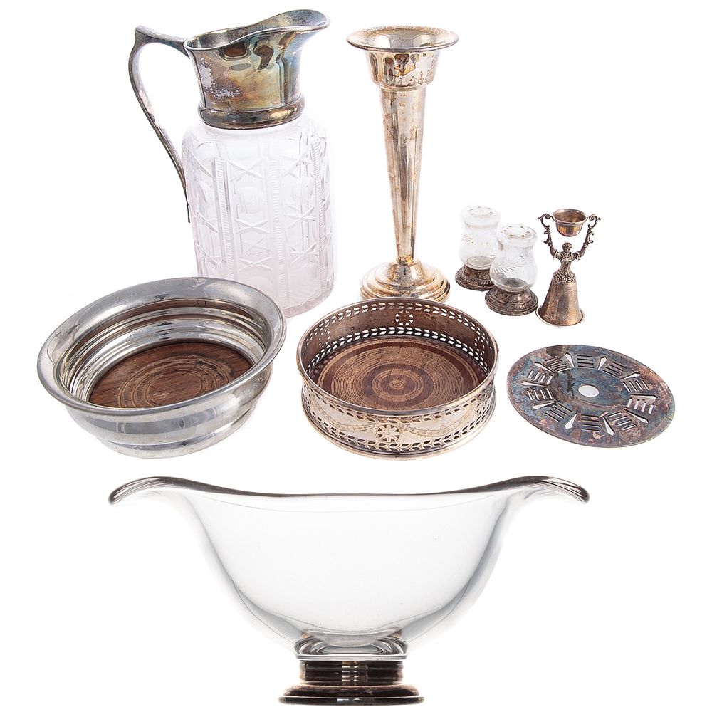 Appraisal: Collection Sterling Plated Tableware Silver plated items include a weighted