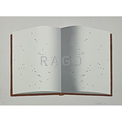 Appraisal: Ed Ruscha American b Open Book with Worm Holes Hand