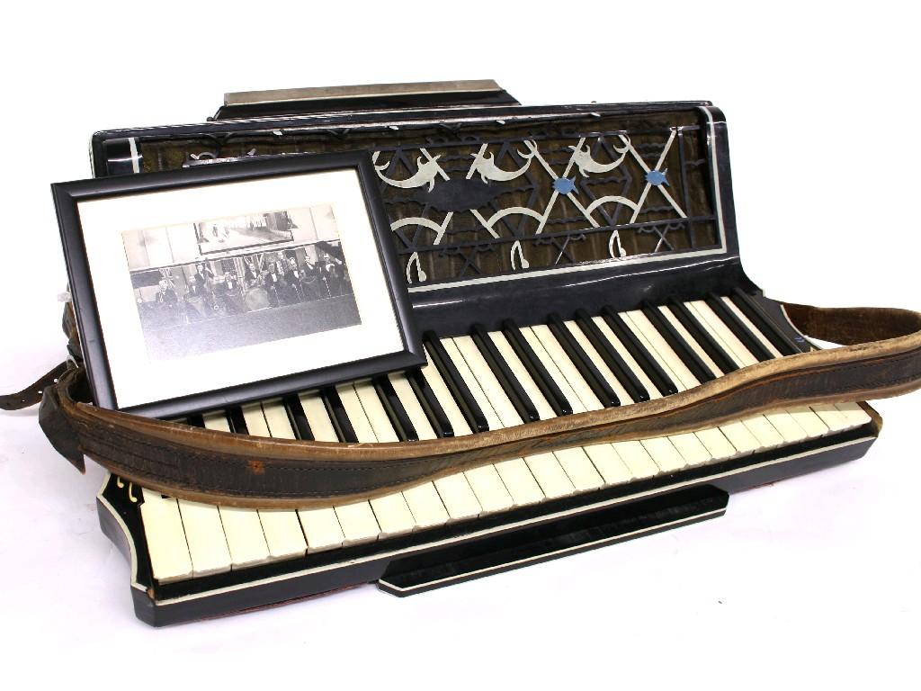 Appraisal: Rare Luttbeg Soprani piano accordion circa case This accordion belonged