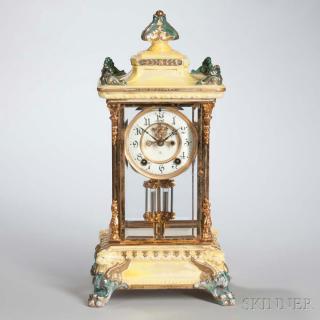 Appraisal: Royal Bonn Ansonia Porcelain Mantel Clock early th century yellow