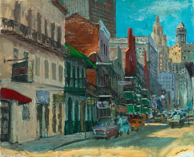 Appraisal: New Orleans School st Century Lively French Quarter Street Scene