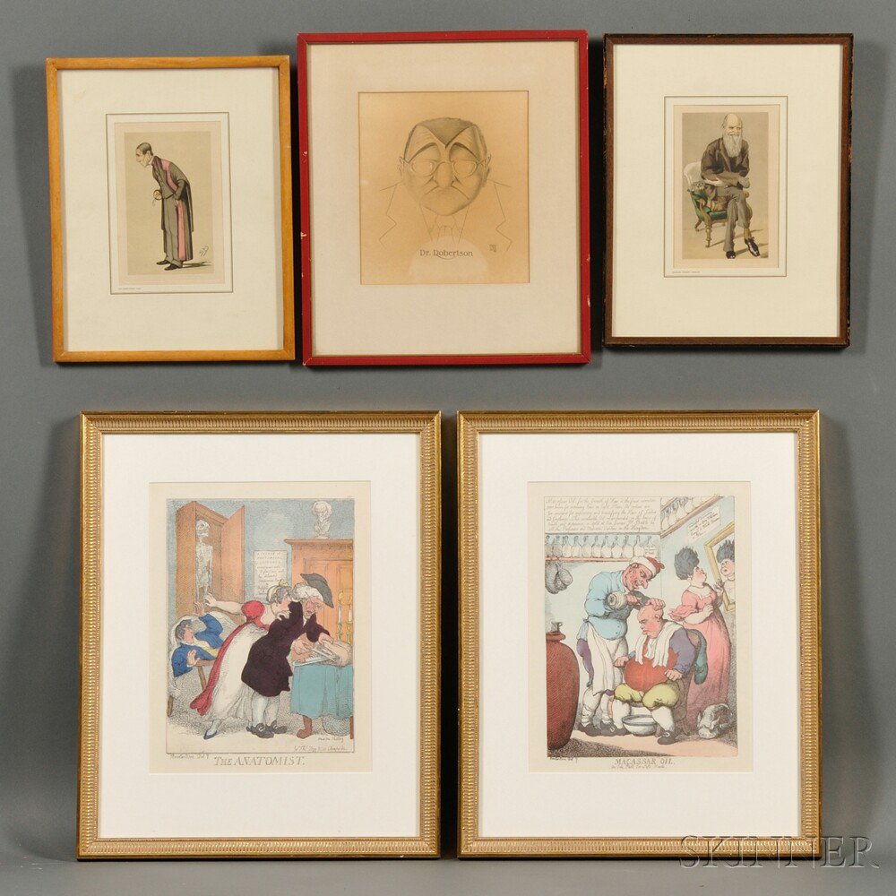 Appraisal: Five Medical Related Prints two Vanity Fair prints two Rowlandson