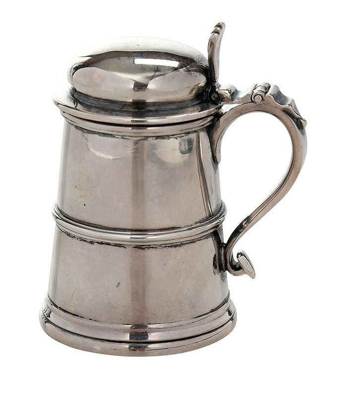 Appraisal: Albert Stone Miniature Sterling Tankard American early th century light