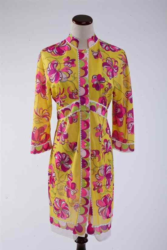 Appraisal: VINTAGE EMILIO PUCCI FOR FORMIT ROGERS YELLOW RED MULTI DRESS