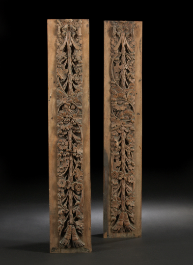 Appraisal: Pair of Continental Carved Beechwood Ornamental Panels mid- th century