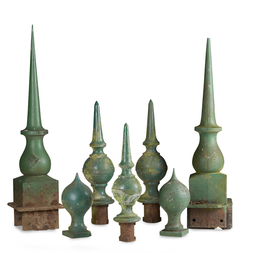 Appraisal: GROUP OF SEVEN PAINTED CAST IRON ARCHITECTURAL FINIALS TH CENTURY