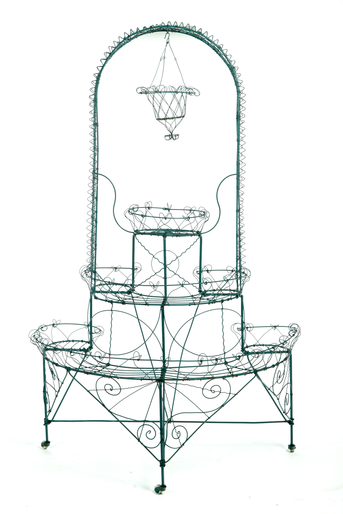 Appraisal: TWISTED WIRE ARCHED PLANT STAND American st quarter- th century