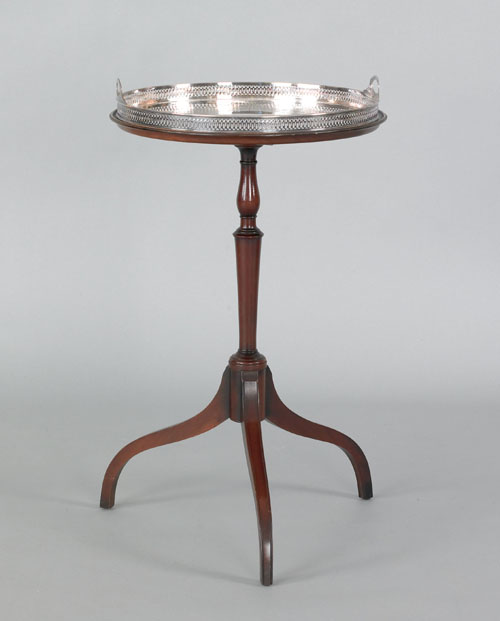 Appraisal: Regency style mahogany end table with a Sheffield tray top