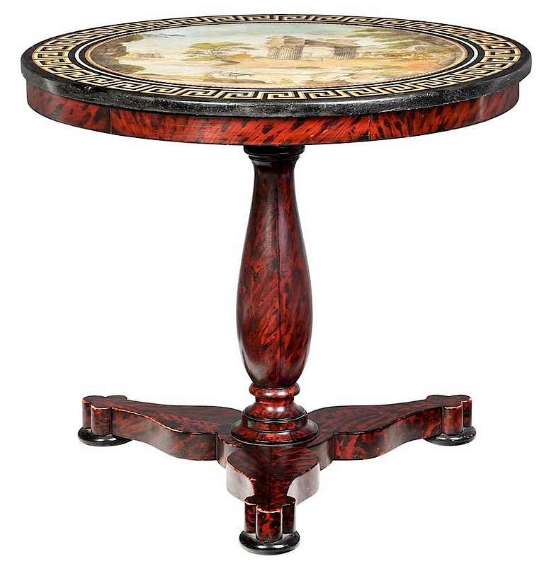 Appraisal: Neoclassical Style Paint Decorated Center Table Continental hand painted circular