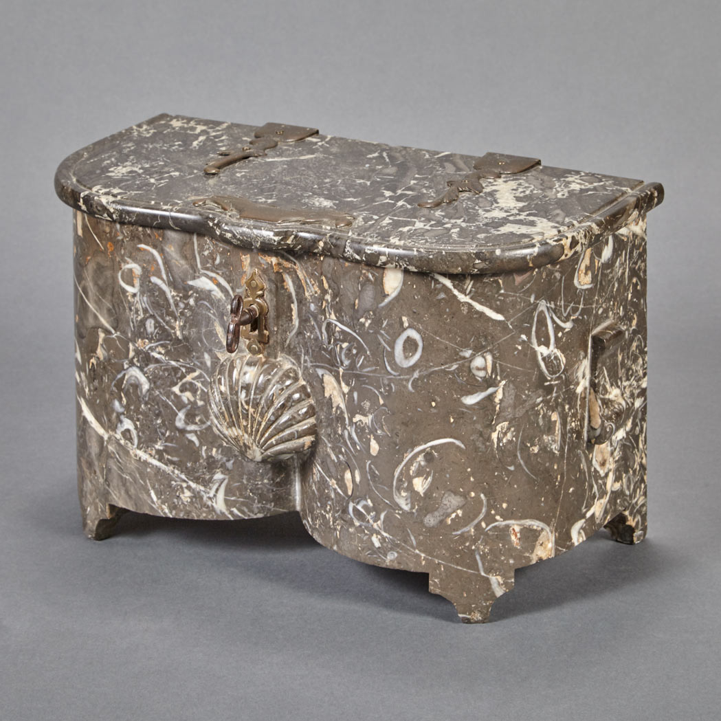 Appraisal: Louis XIV Metal Mounted Marble Tobacco Box Circa The hinged