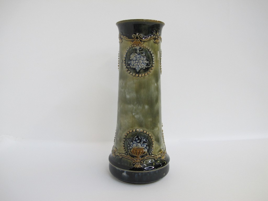 Appraisal: Doulton stoneware vase with relief decoration of floriate bouquets