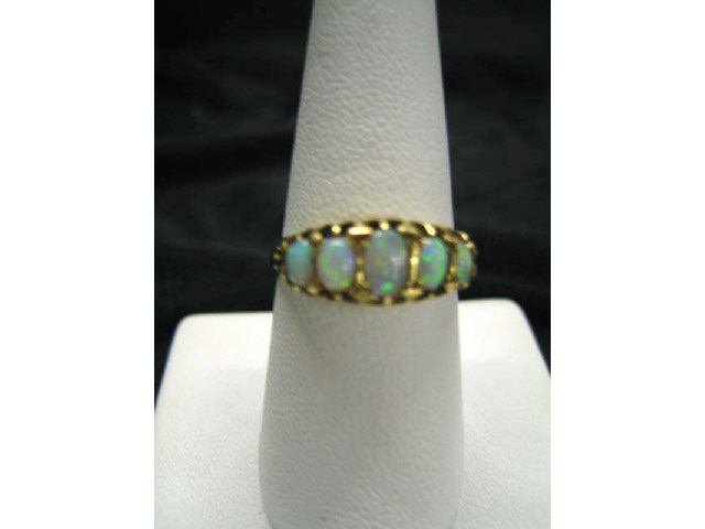 Appraisal: k Gold Opal Ring early English hallmarks five colorful fiery