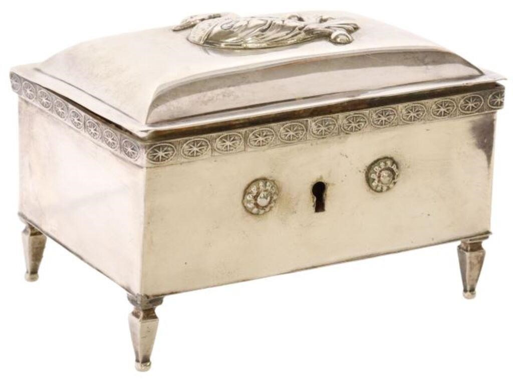 Appraisal: German silver sugar casket hallmarked M in circle Breslau city