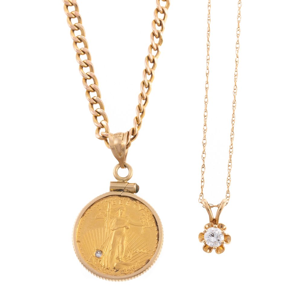 Appraisal: A Dollar Liberty Coin Pendant Diamond Pendant K yellow gold