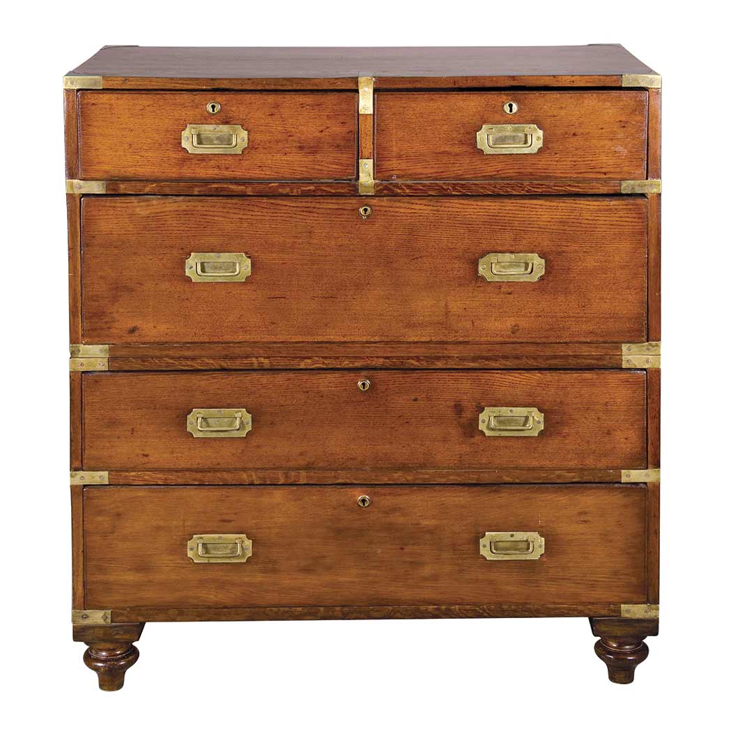 Appraisal: English Brass Bound Mahogany Campaign Chest of Drawers th Century