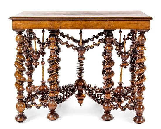 Appraisal: A Continental Carved Walnut Table Height x width x depth