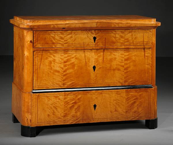 Appraisal: A Biedermeier parcel ebonized birch chest of drawers second quarter