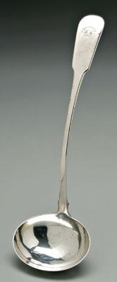 Appraisal: Scottish silver ladle downturned fiddle handle pointed fins oval bowl