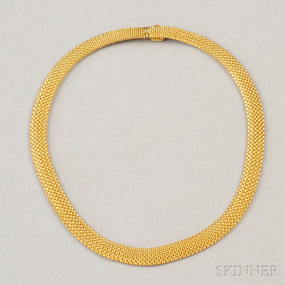 Appraisal: kt Gold Necklace Tiffany Co composed of tapered woven mesh