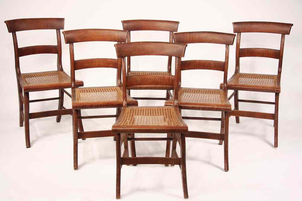 Appraisal: SET OF SHERATON TIGER MAPLE DINING CHAIRS - Six Period