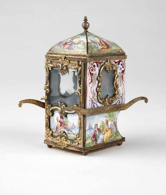 Appraisal: A Viennese enameled silver miniature sedan chair Second half th