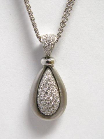 Appraisal: K White Gold and Diamond Designer Pendant in a Tear