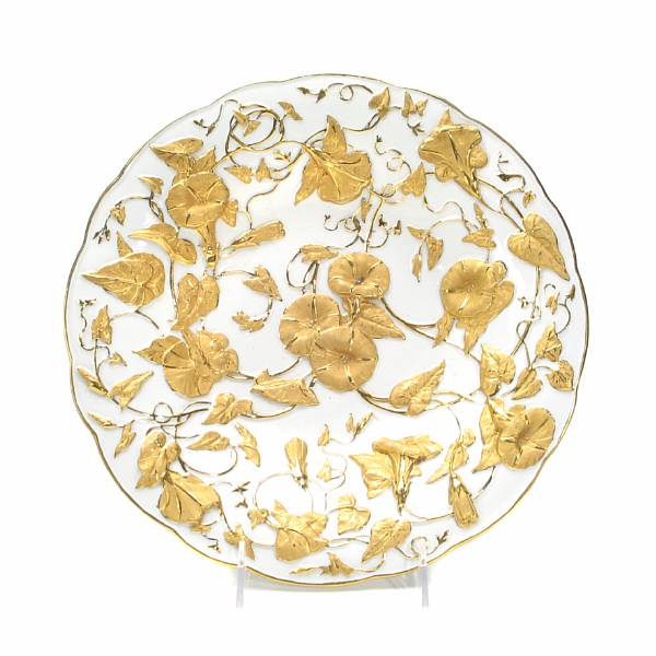 Appraisal: A Meissen porcelain gilt heightened bowl molded in relief underglaze