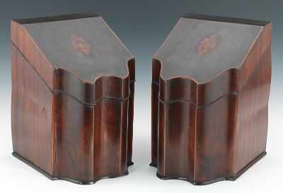 Appraisal: A Pair of Mahogany Veneered Knife Boxes In the George