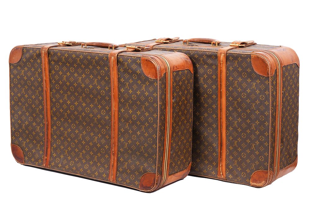 Appraisal: Pr Louis Vuitton Monogram Large Vintage Suitcases Pair of large