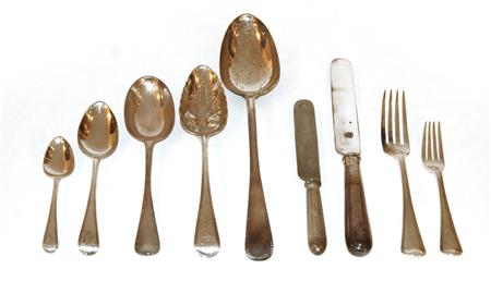 Appraisal: Assembled George III Sterling Silver Flatware Service Old English Thread