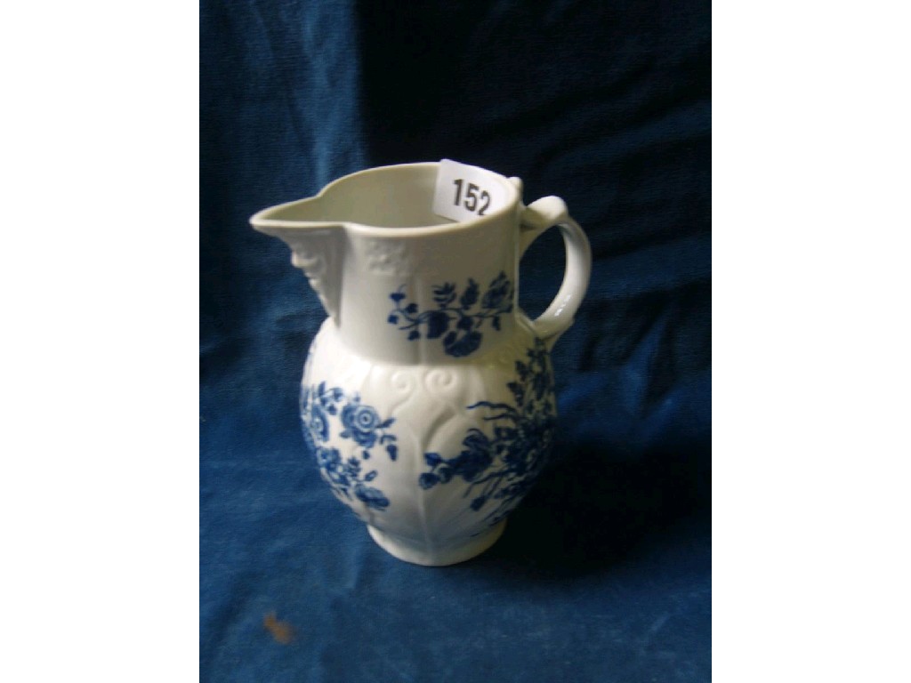 Appraisal: An th century Worcester leaf moulded jug with mask spout