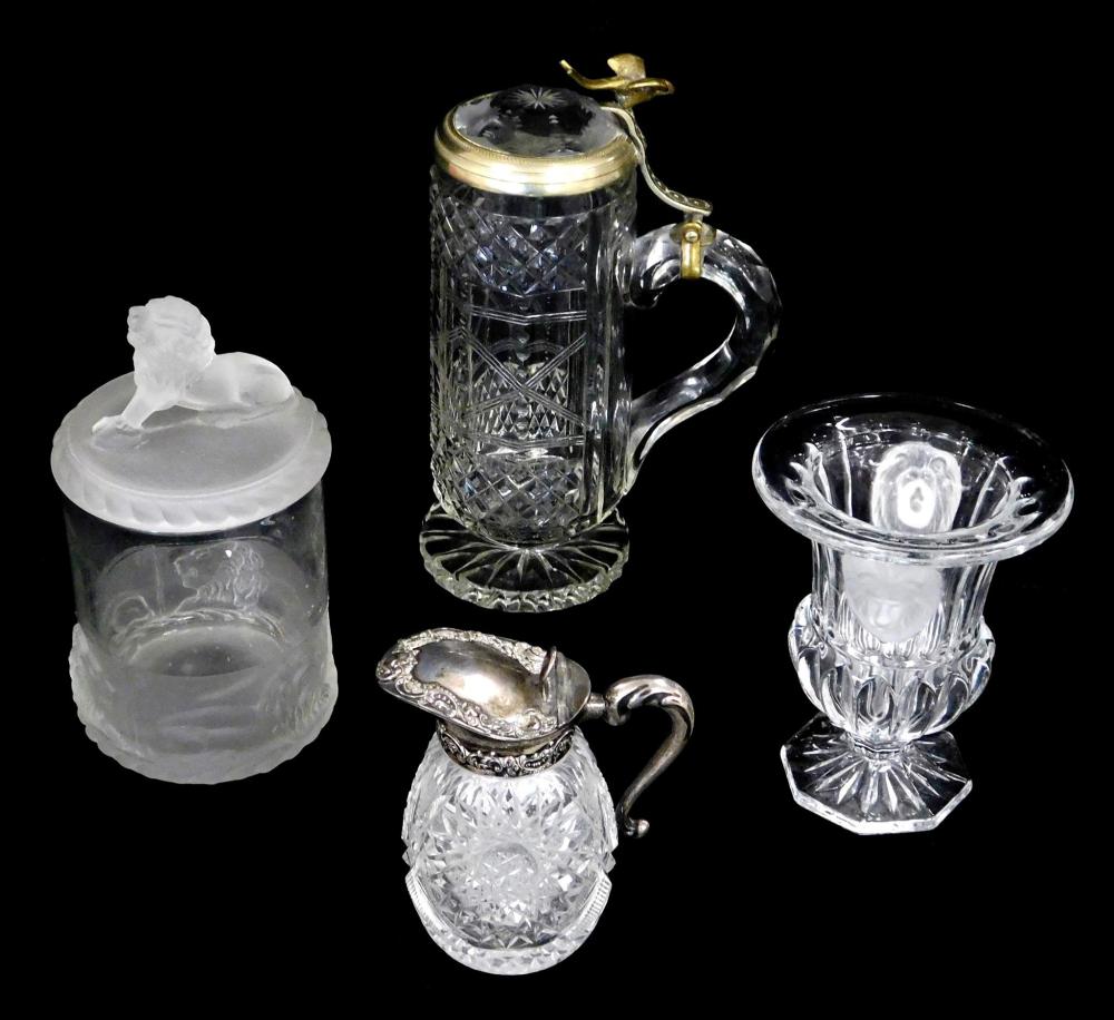 Appraisal: GLASS Four pieces of hollowware including cut glass small pitcher