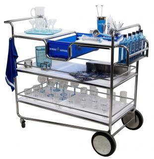 Appraisal: BOMBAY SAPPHIRE SERVICE CART MANY ACCESSORIES Bombay Sapphire chrome steel