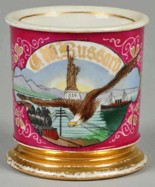 Appraisal: Statue of Liberty Shaving Mug Description Gilt name G W