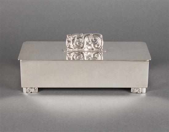 Appraisal: American sterling silver cigarette box in the Chinese taste Tiffany